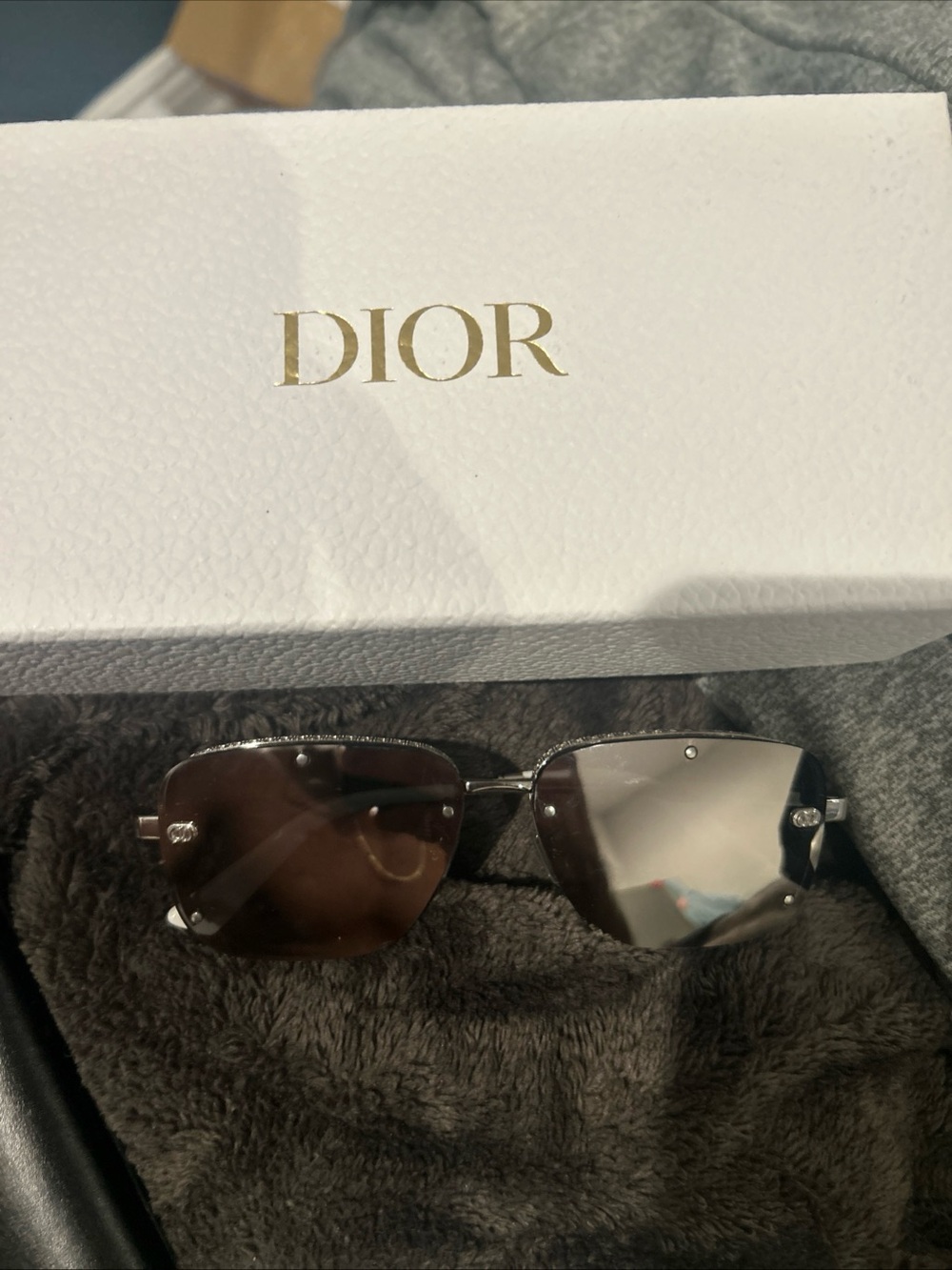 Dior Silver Rimless Sunglasses with Mirrored Lenses - Picture 3 of 5